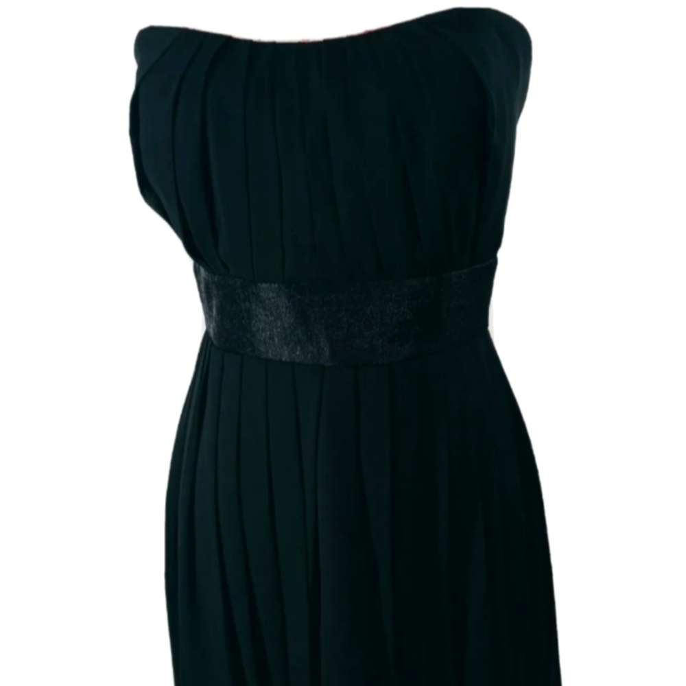 White House Black Market Dress Size 4 Womens Black Strapless Pleated bubble hem